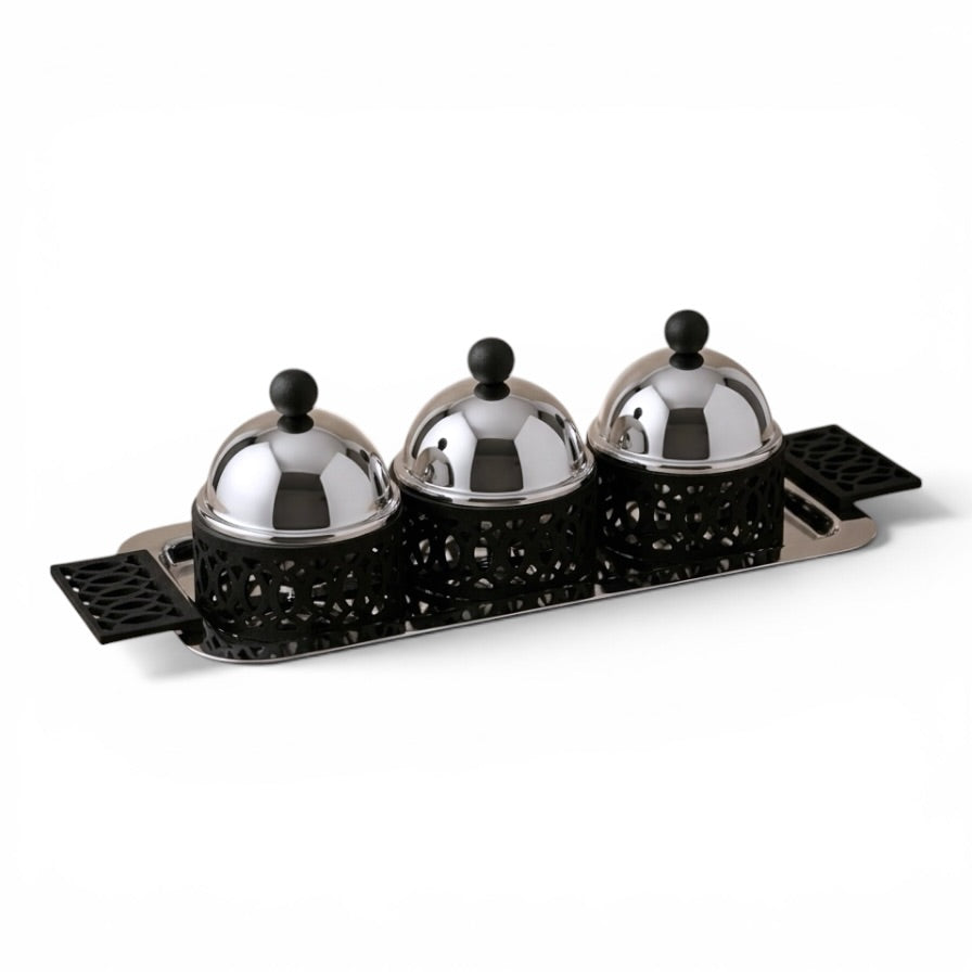 3-Piece Built-in Candy Bowl Set with Serving Tray - Mawaeen