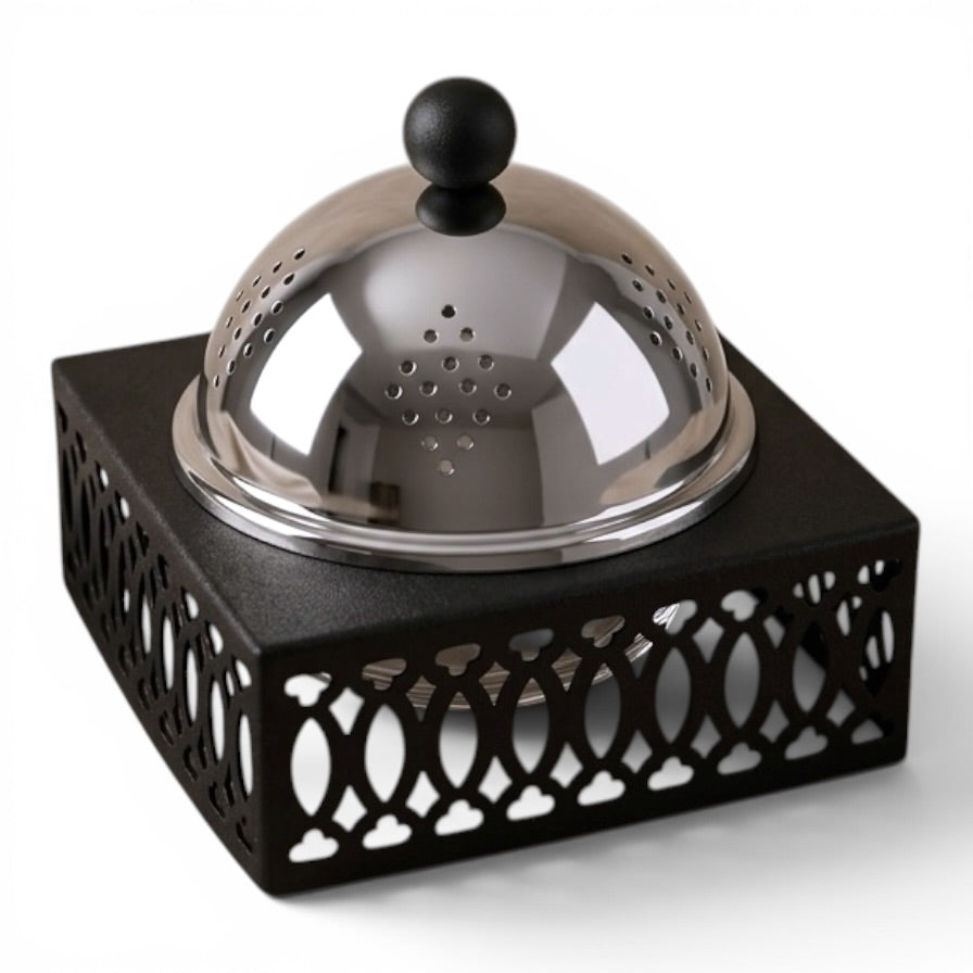 Modern Incense Burner with Stainless Steel Lid - Mawaeen