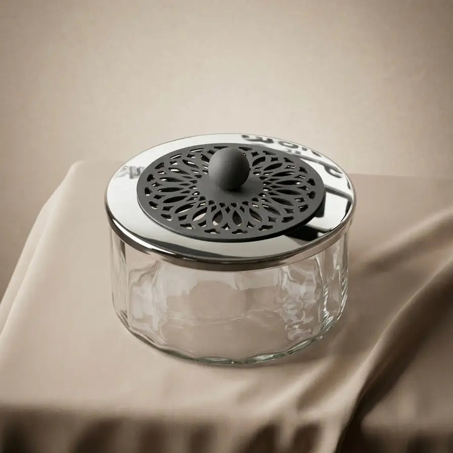 Modern Glass Candy Box (S) - Silver