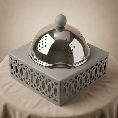 Modern Incense Burner with Stainless Steel Lid – Gray