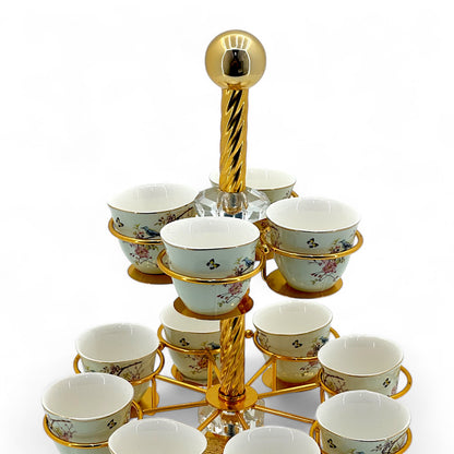 Gold-Plated Floral Coffee Cup Stand