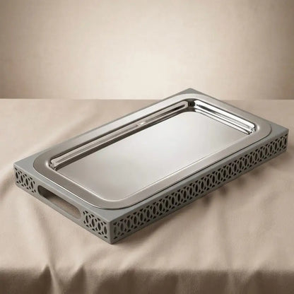 Modern Rectangular Serving Tray (L) – Silver