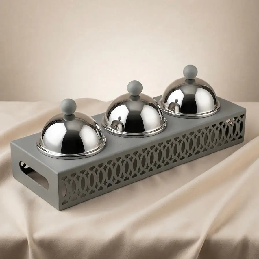 Modern Triple Candy Bowl Set - Gray