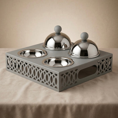 Modern Quadruple Candy Bowl Set - Gray