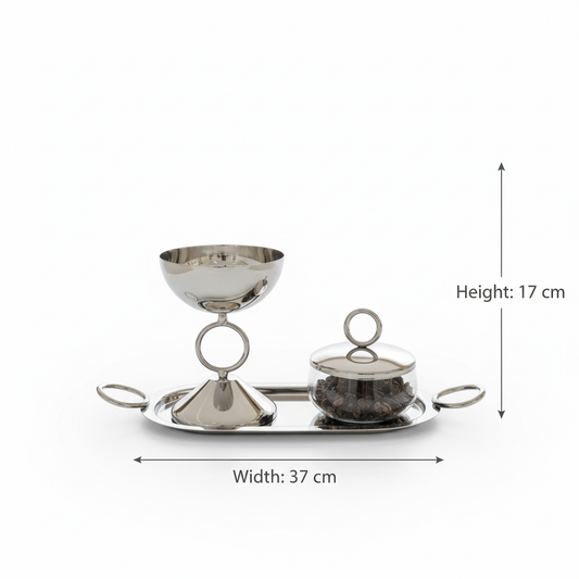 Luxury Incense Burner Set with Tray & Bakhoor Jar