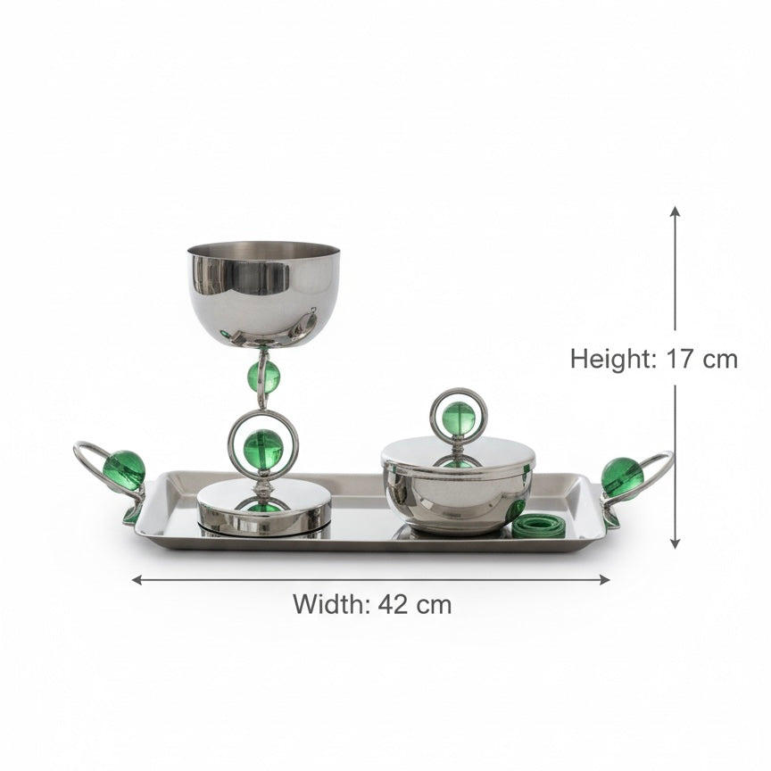 Luxury Incense Burner Gift Set in Wooden Box- G/Silver