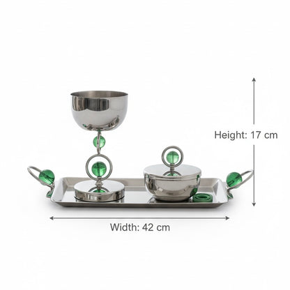 Luxury Incense Burner Gift Set in Wooden Box- G/Silver