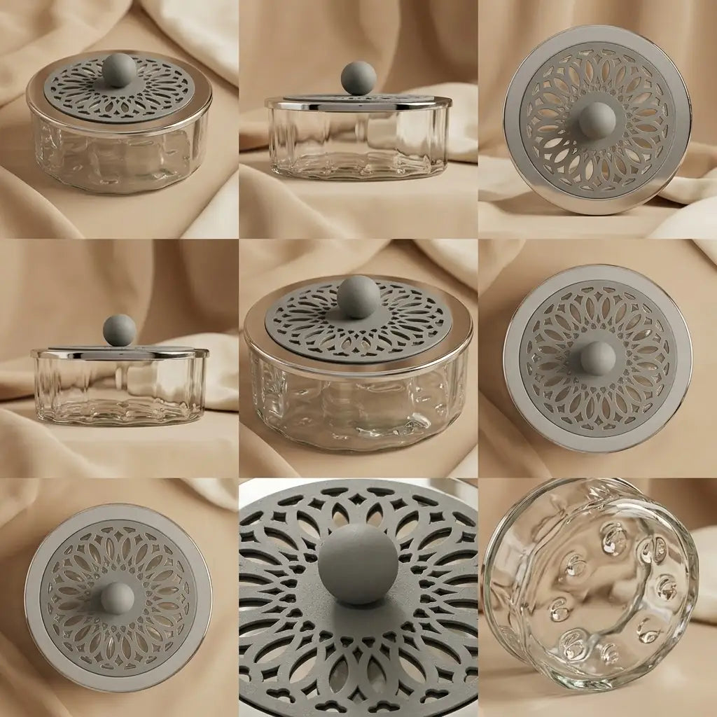 Modern Glass Candy Box (L) - Silver