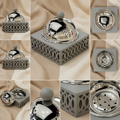 Modern Incense Burner with Stainless Steel Lid – Gray