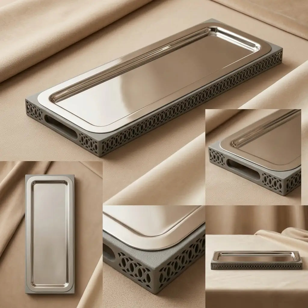 Modern Rectangular Serving Tray (S) – Silver