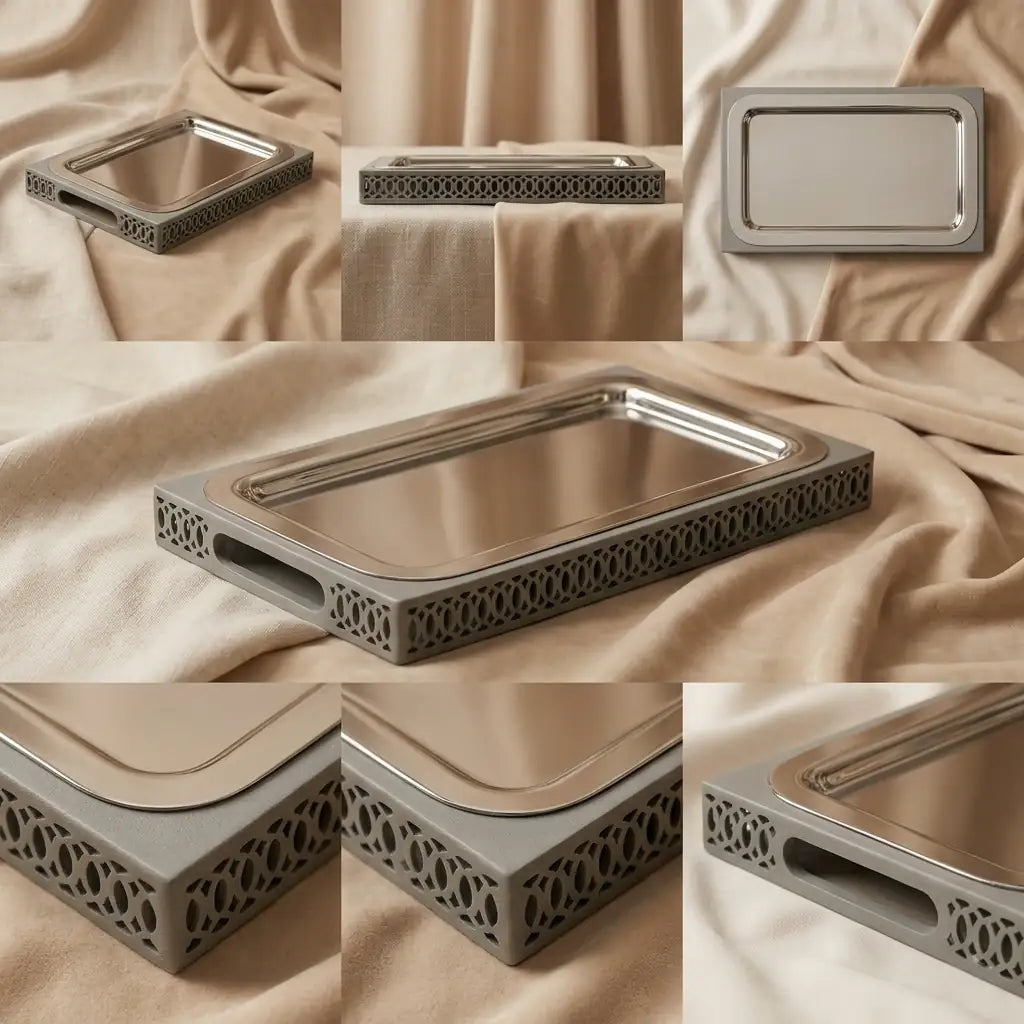 Modern Rectangular Serving Tray (L) – Silver