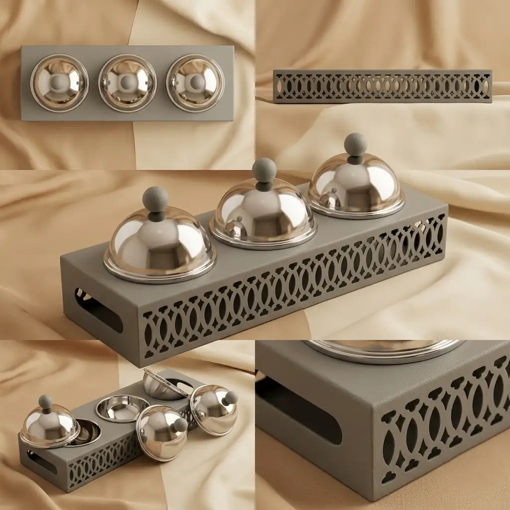 Modern Triple Candy Bowl Set - Gray