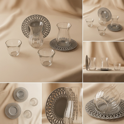 Modern 18-Piece Tea & Coffee Serving Set – Gray