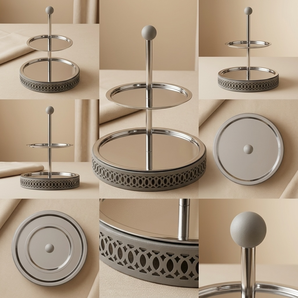 Modern 2-Tier Dessert & Candy Stand - Gray
