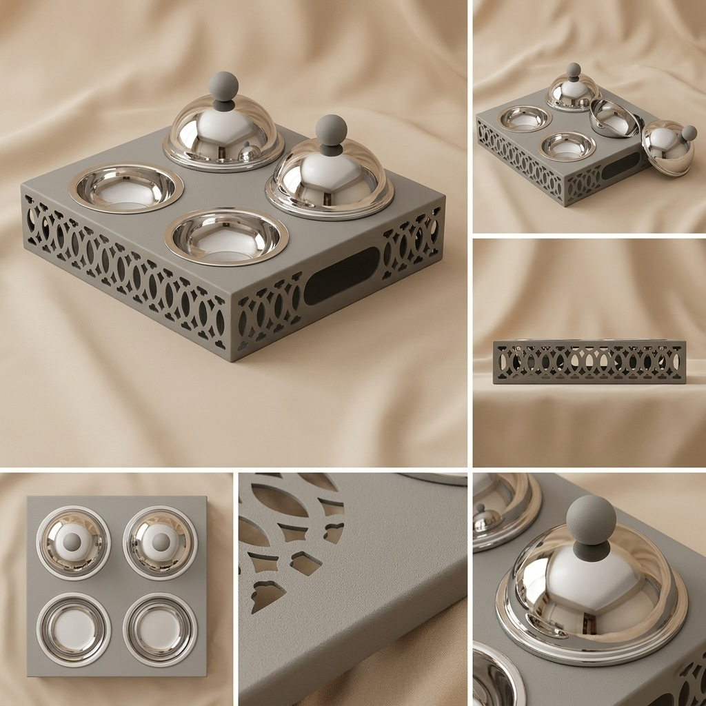 Modern Quadruple Candy Bowl Set - Gray