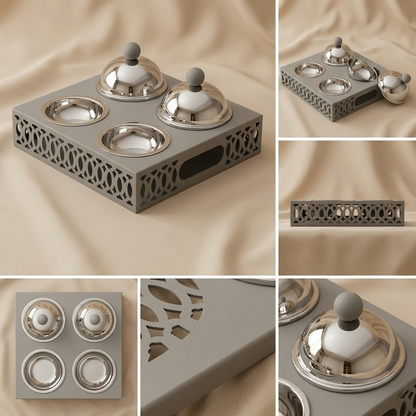 Modern Quadruple Candy Bowl Set - Gray