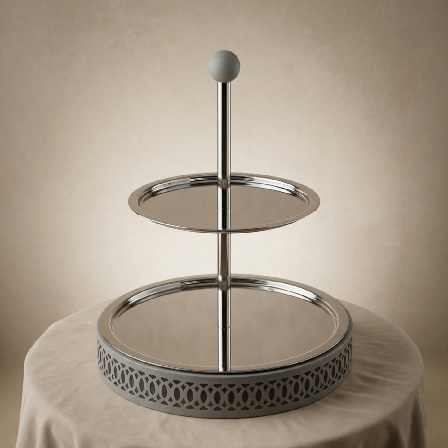 Modern 2-Tier Dessert & Candy Stand - Gray