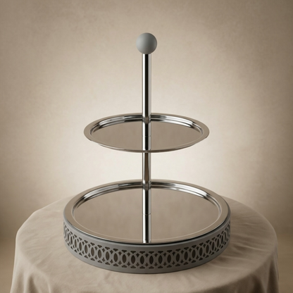 Modern 2-Tier Dessert & Candy Stand - Gray