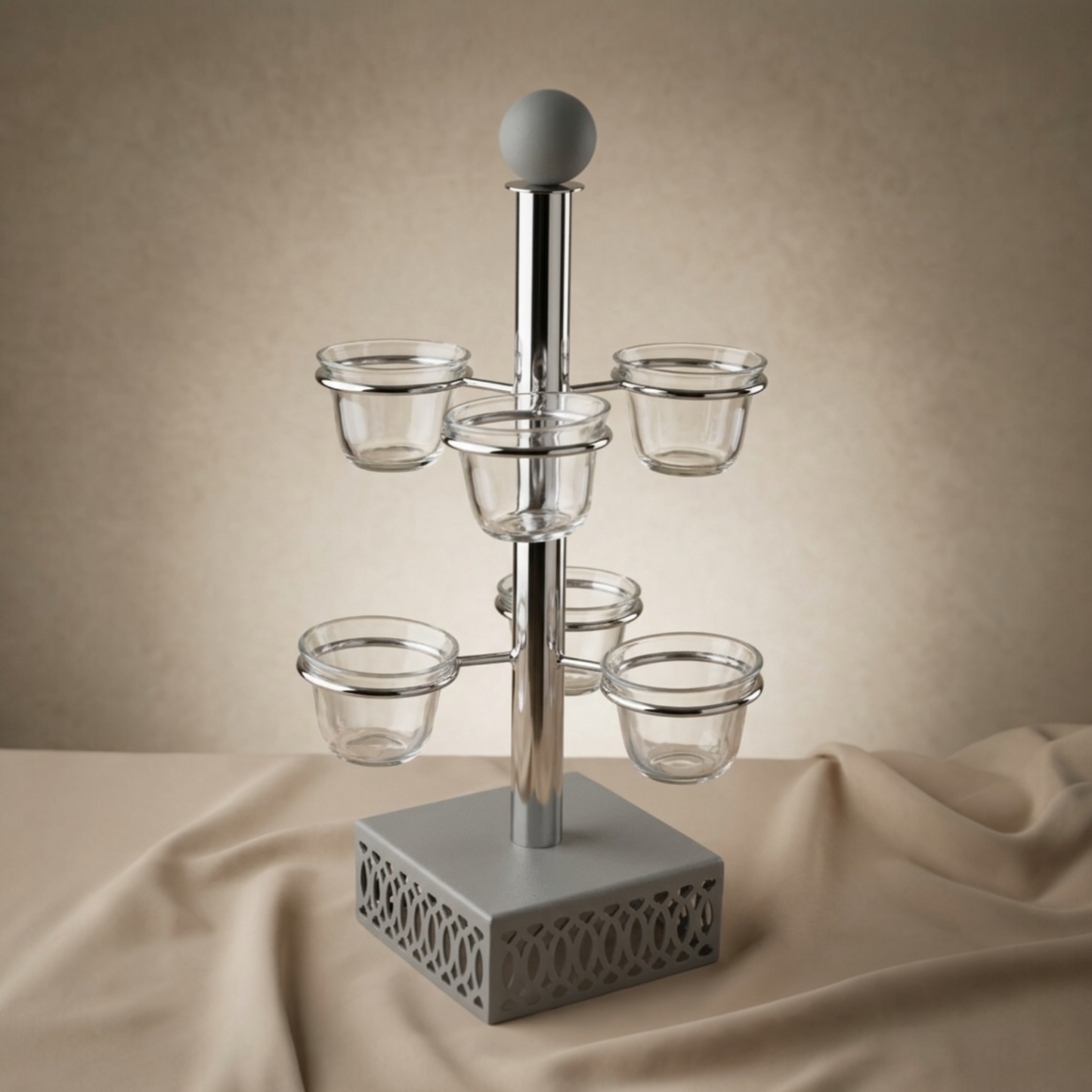 Modern 6-Piece Arabic Coffee Cup Holder – Gray