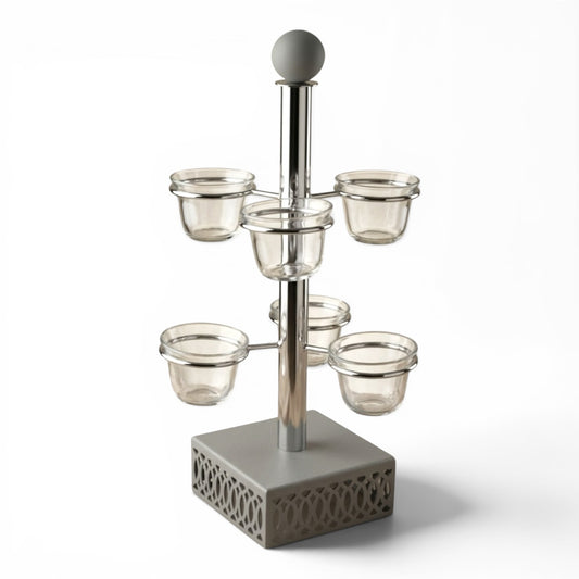 Modern 6-Piece Arabic Coffee Cup Holder – Gray
