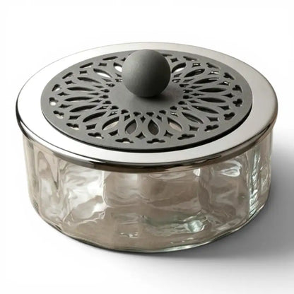Modern Glass Candy Box (L) - Silver