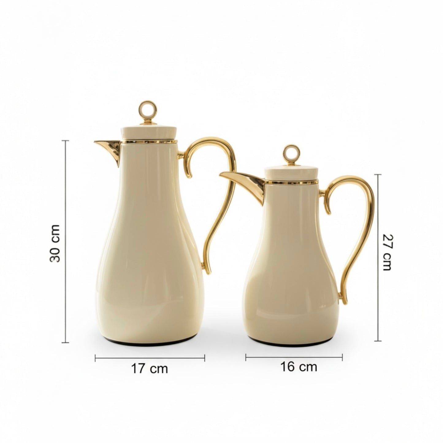 PILSCO  Premium Double Set – Coffee & Tea Thermal Flask (White & Gold, 1L + 0.7L)