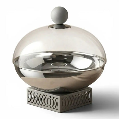 Modern Salad Bowl with Glass Dome – Gray