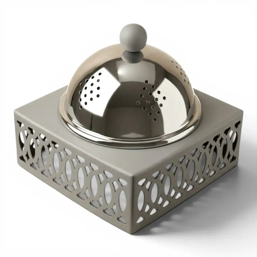 Modern Incense Burner with Stainless Steel Lid – Gray
