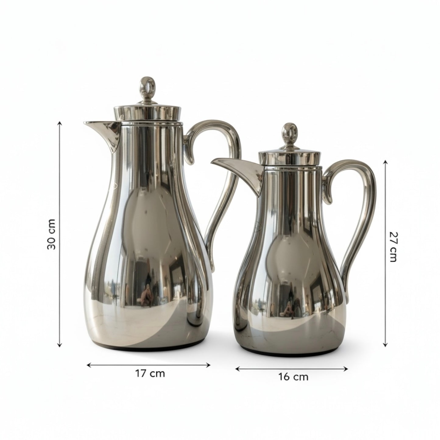 PILSCO Double Set – Coffee & Tea Thermal Flask ( Silver, 1L + 0.7L)
