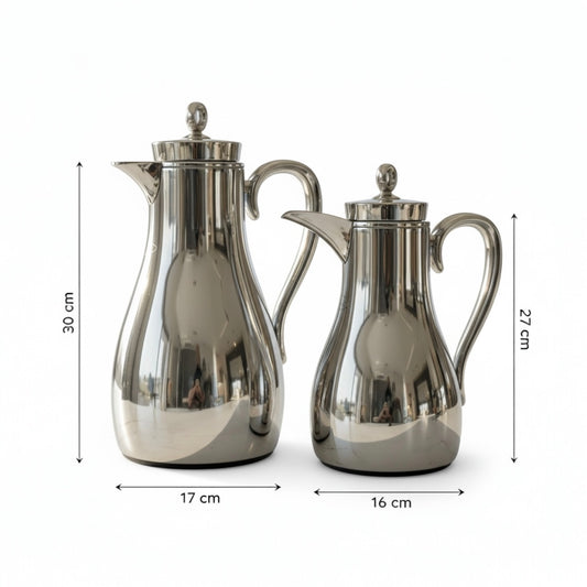 PILSCO Double Set – Coffee & Tea Thermal Flask ( Silver, 1L + 0.7L)