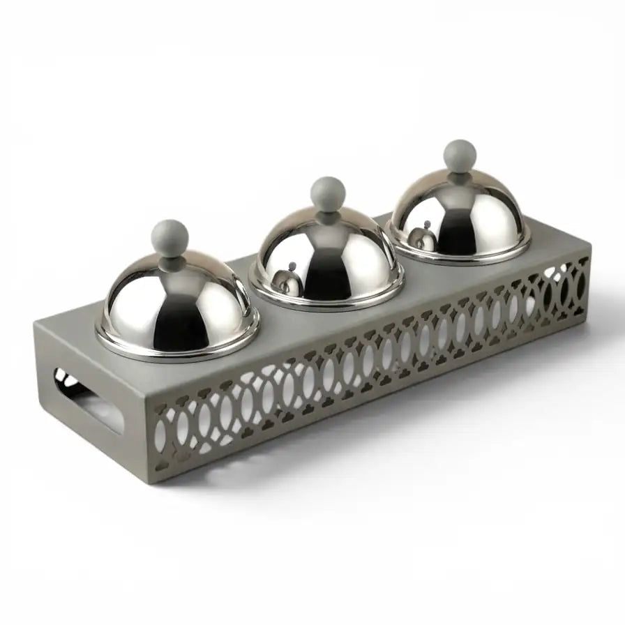 Modern Triple Candy Bowl Set - Gray