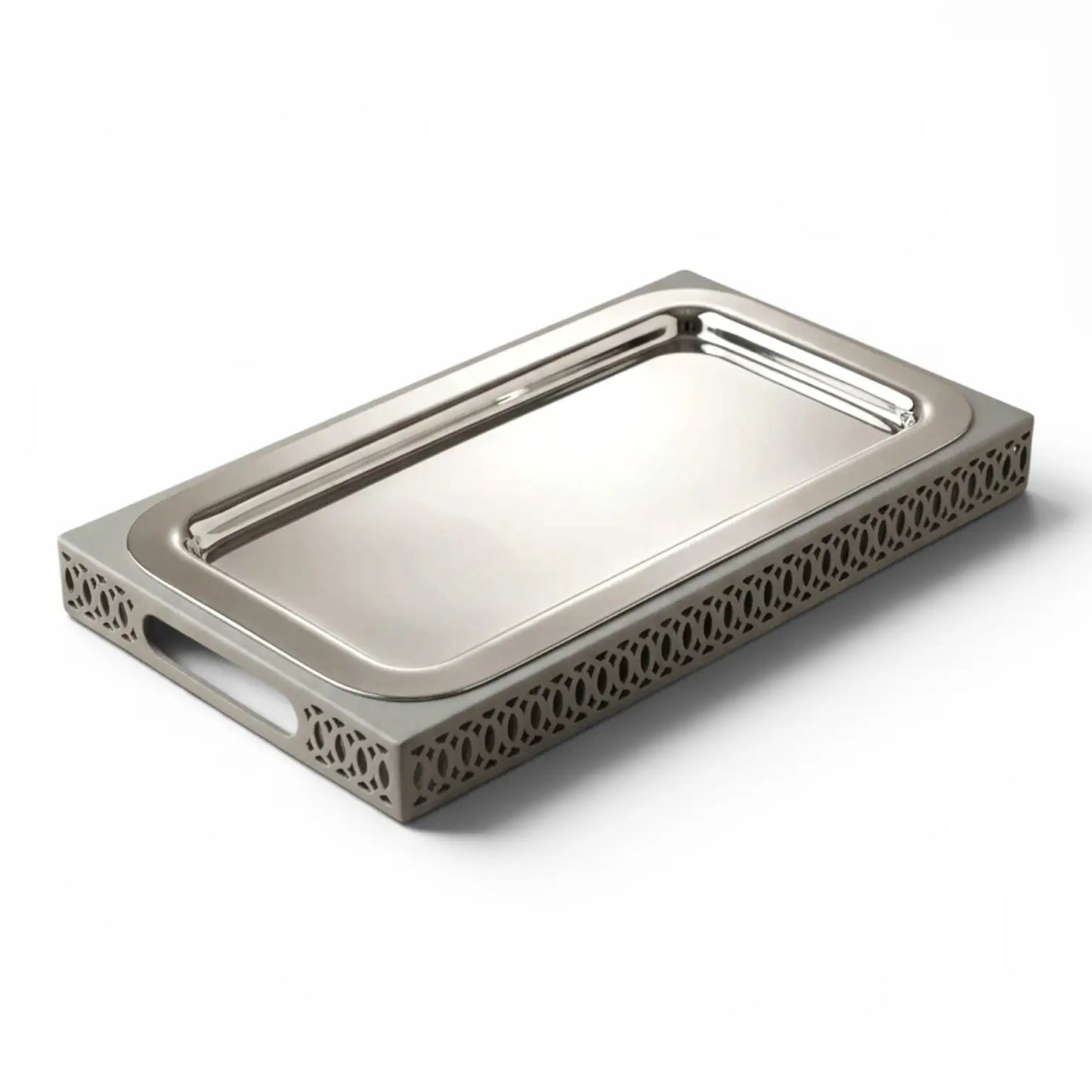 Modern Rectangular Serving Tray (L) – Silver