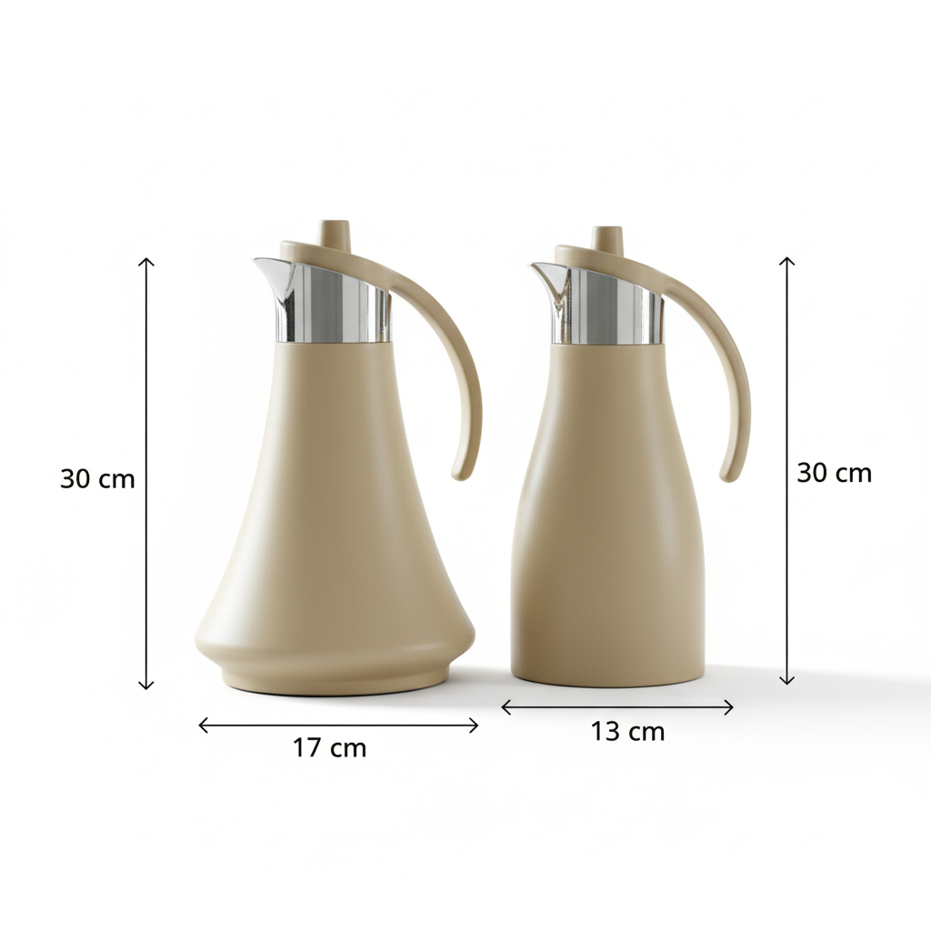 REFAL Double Set – Coffee & Tea Thermal Flask (Beige & Silver, 1L + 1L)