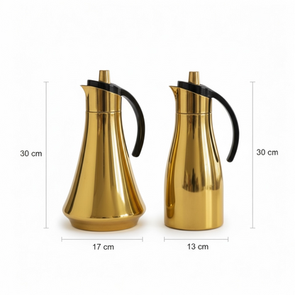 REFAL Double Set – Coffee & Tea Thermal Flask (Gold & Black, 1L + 1L)