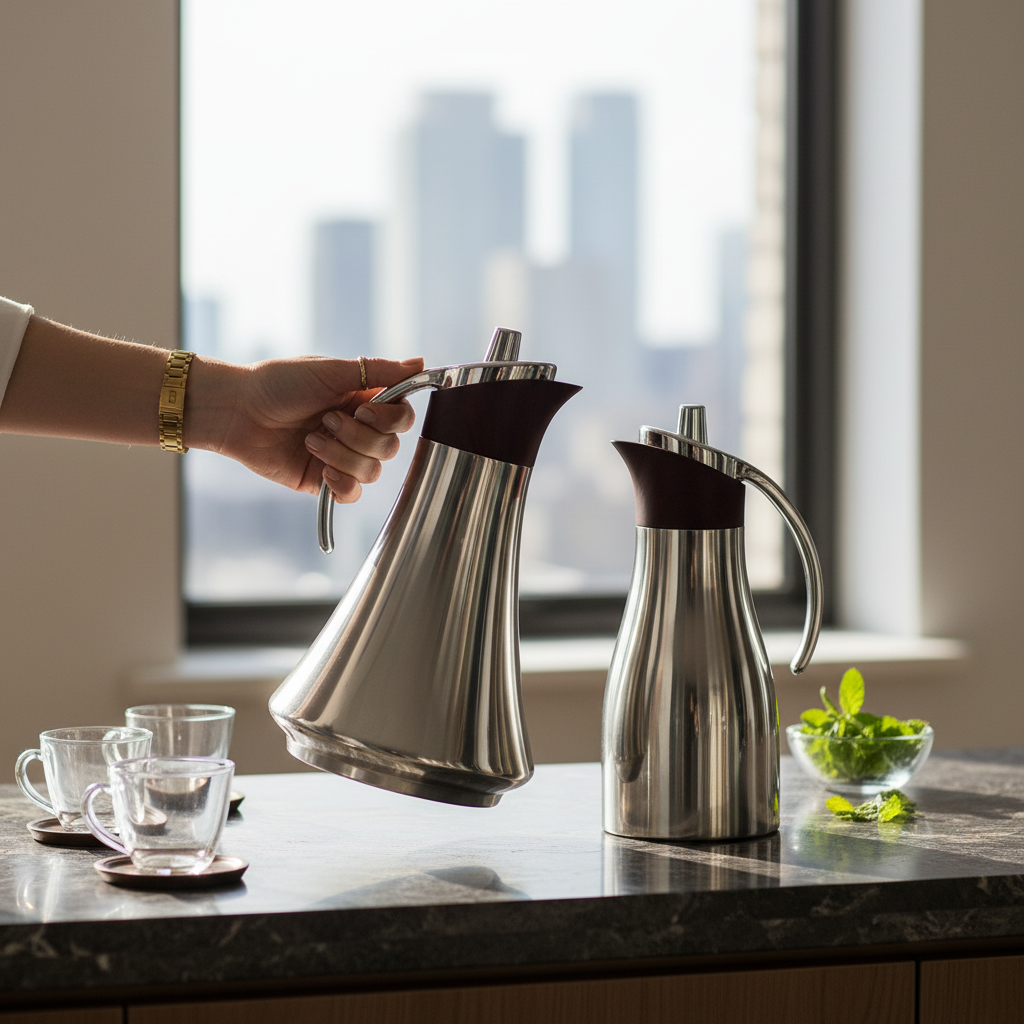 REFAL Double Set – Coffee & Tea Thermal Flask (Silver & Wood, 1L + 1L)