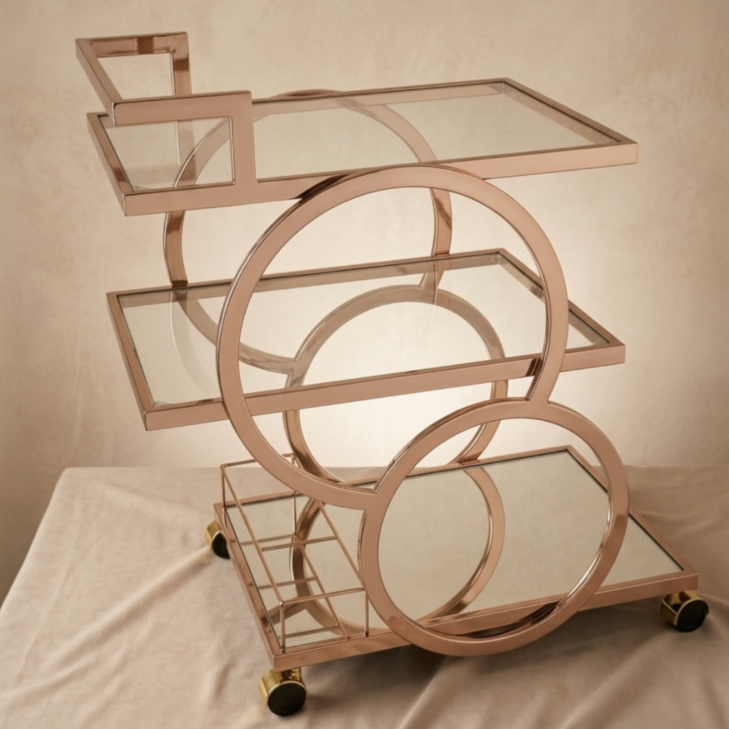 Modern 3-Tier Gold Serving Trolley