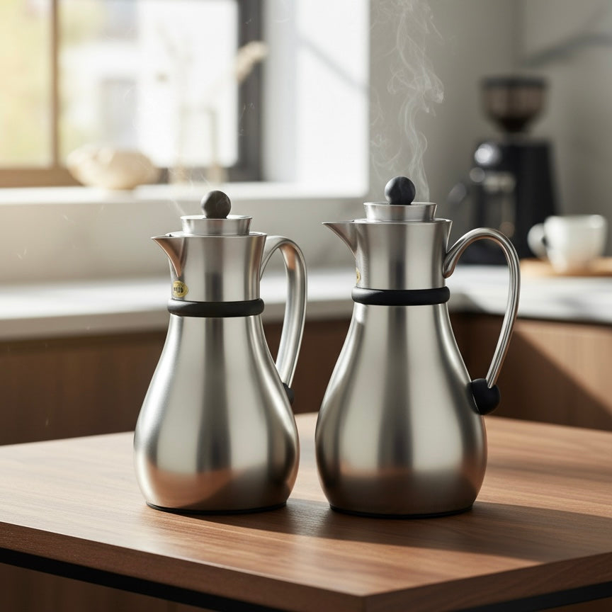 Najib Double Set – Coffee & Tea Thermal Flask (Mate & Black, 1L + 0.7L)