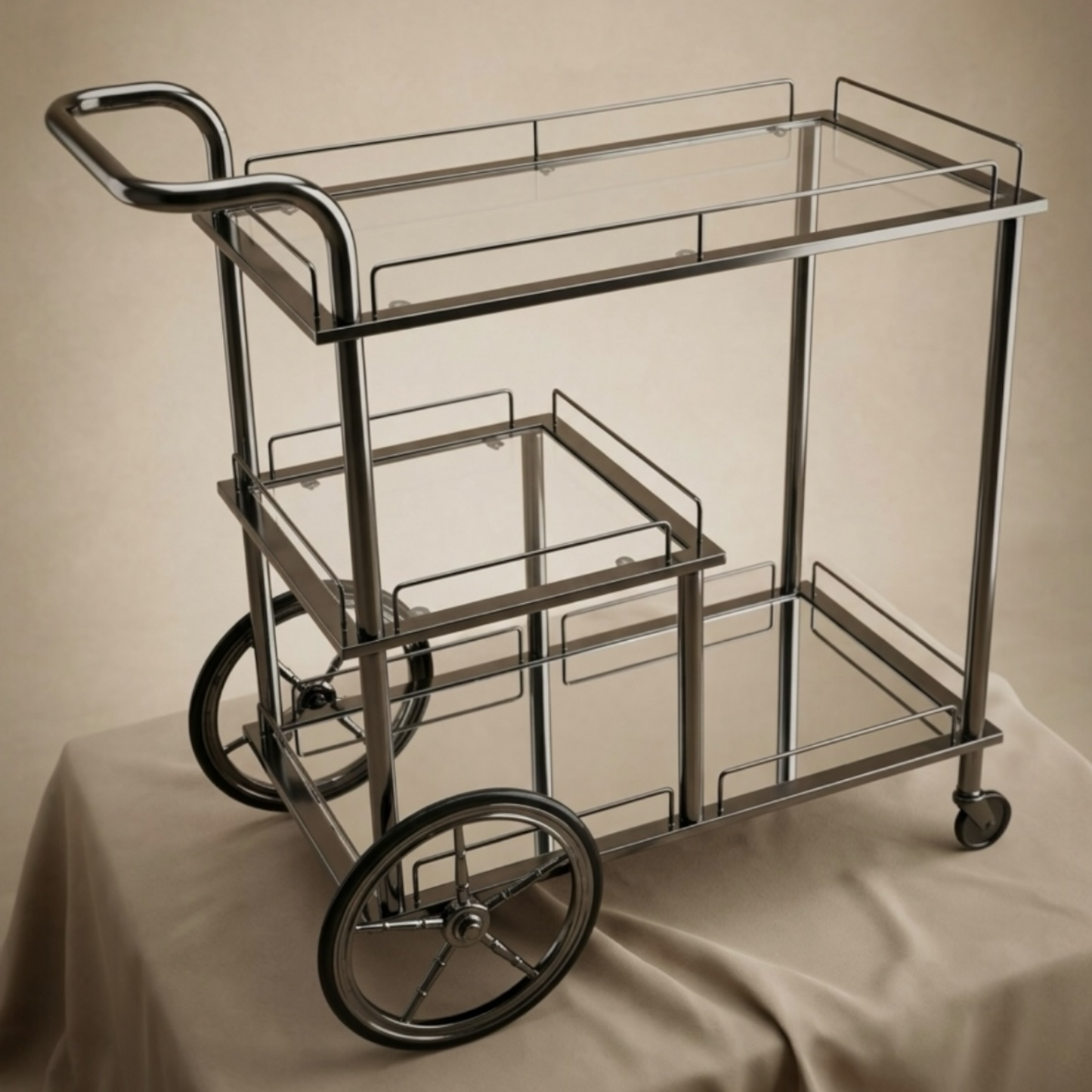 Modern 3-Tier Black Serving Trolley