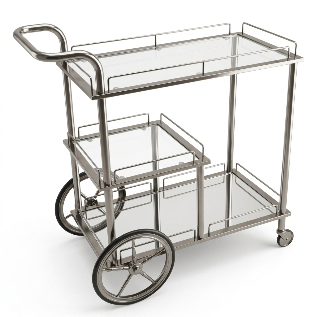 Modern 3-Tier Black Serving Trolley