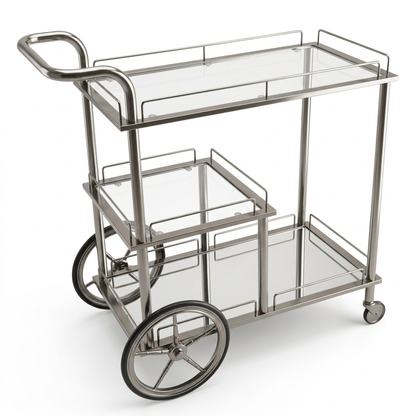 Modern 3-Tier Black Serving Trolley
