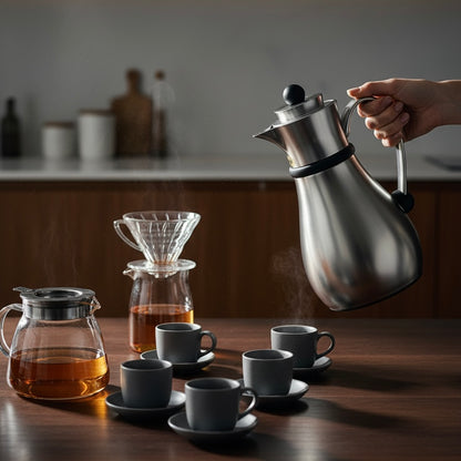 Najib Double Set – Coffee & Tea Thermal Flask (Mate & Black, 1L + 0.7L)