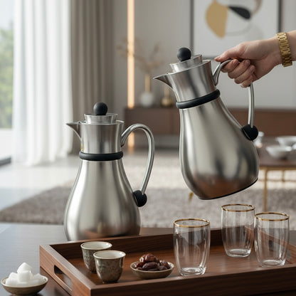 Najib Double Set – Coffee & Tea Thermal Flask (Mate & Black, 1L + 0.7L)