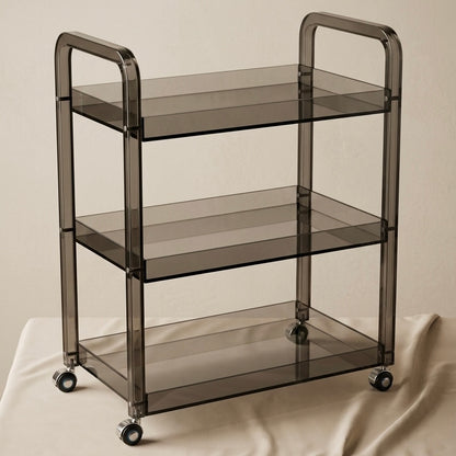 Modern 3-Tier Smoked Acrylic Serving Trolley
