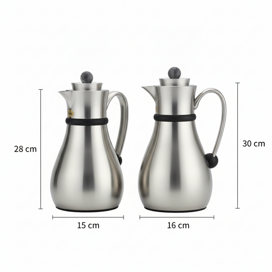 Najib Double Set – Coffee & Tea Thermal Flask (Mate & Black, 1L + 0.7L)