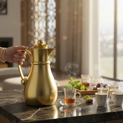 Najib Double Set – Coffee & Tea Thermal Flask ( Gold, 1L + 0.7L)