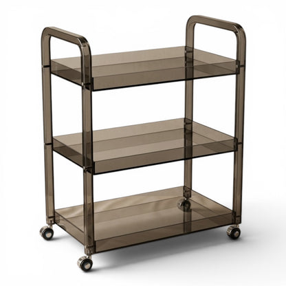 Modern 3-Tier Smoked Acrylic Serving Trolley