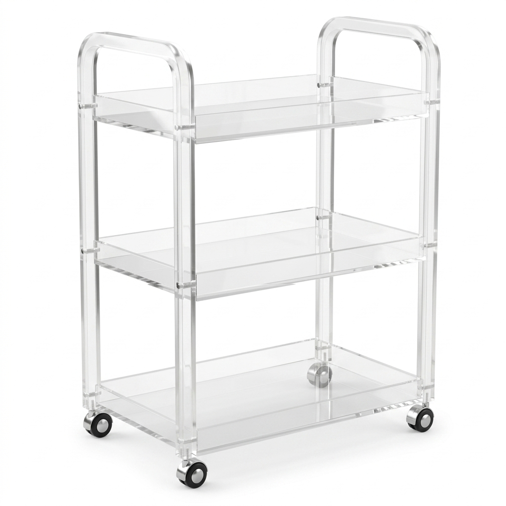 Modern 3-Tier Clear Acrylic Serving Trolley