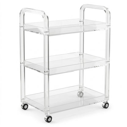 Modern 3-Tier Clear Acrylic Serving Trolley