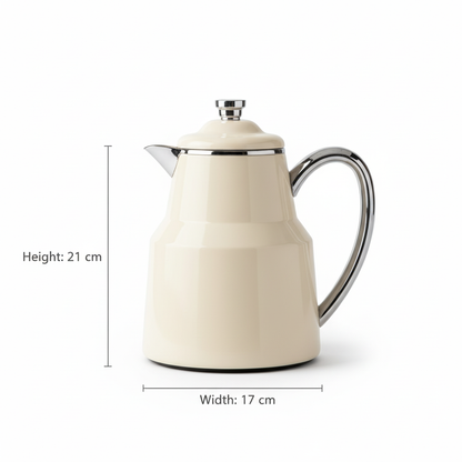 Pilsco Premium Thermal Flask – (Ivory & Silver, 0.35L)