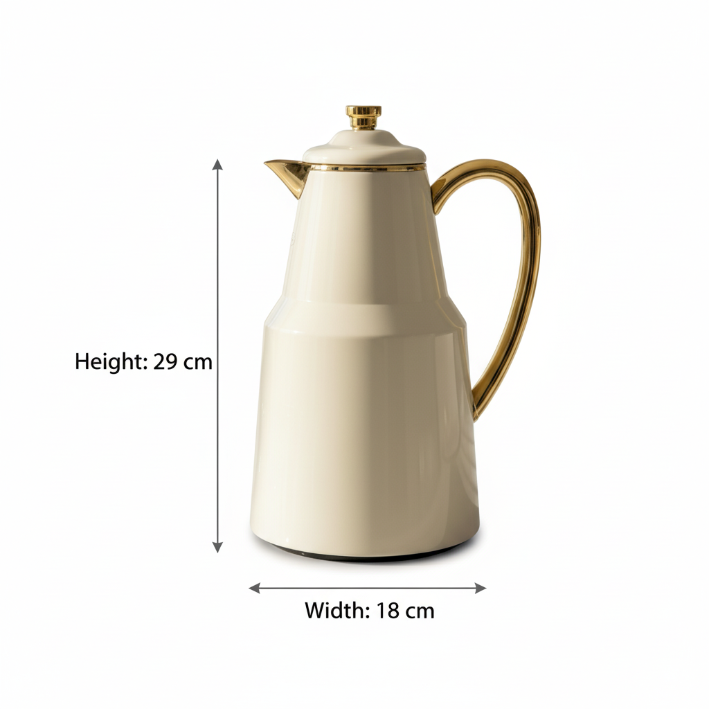 Pilsco Premium Thermal Flask – (ivory & gold, 1.3L)